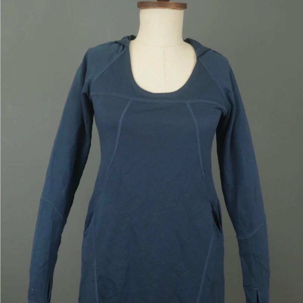 Ibex Wool Hooded Dress with Pockets and Thumbholes Sz Large Purple - Picture 10 of 10
